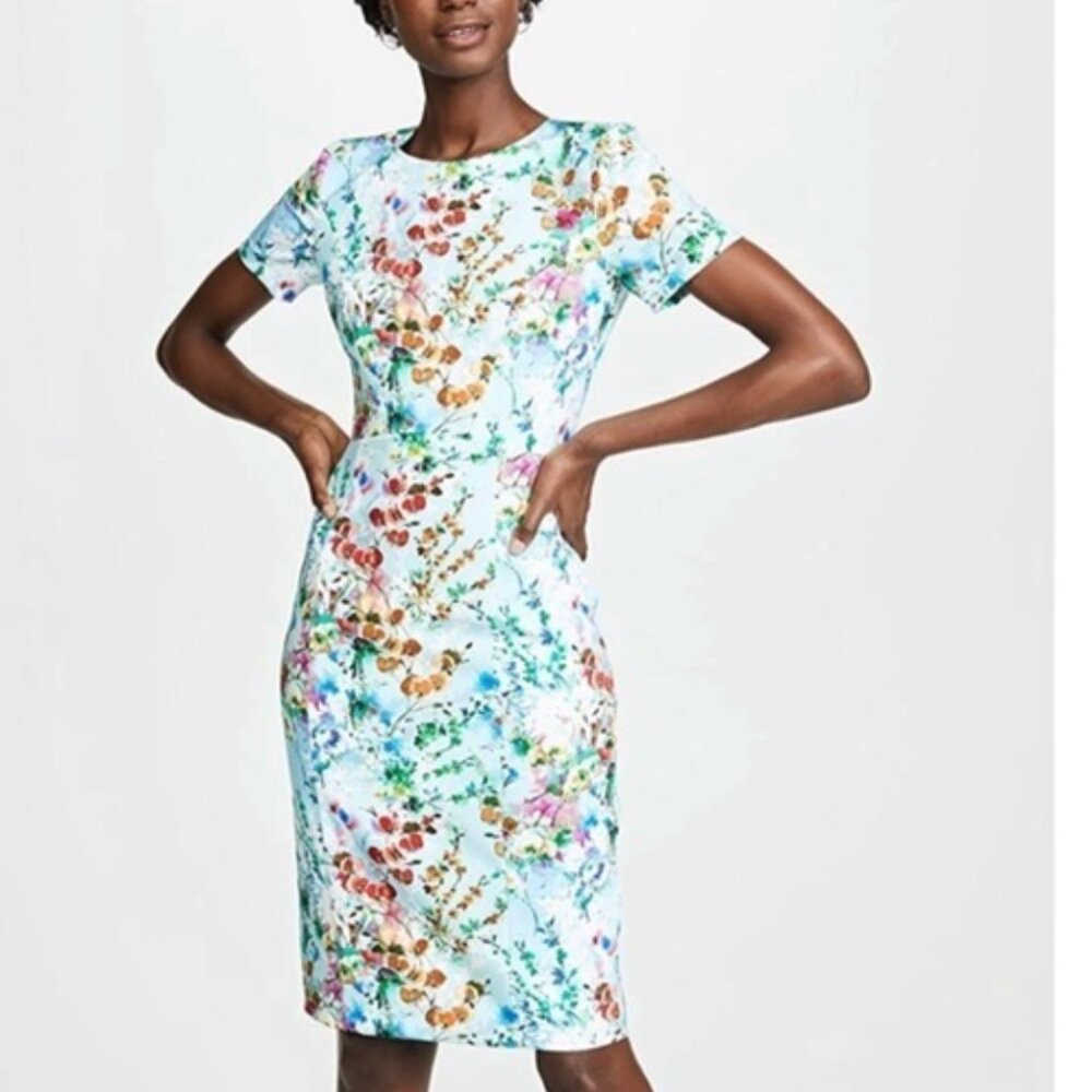 Black Halo Jodee Floral Short Sleeve Knee Length Dress - 14